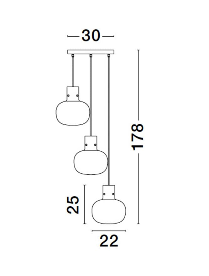 CIN Smoked Glass & Black Metal 3 Lamp Multi Pendant - ID 11807