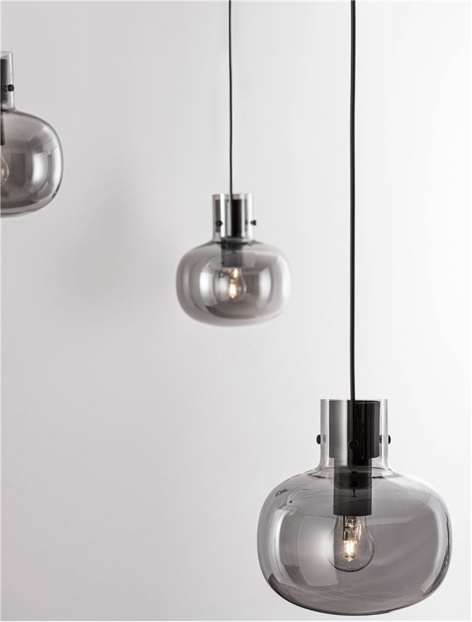 CIN Smoked Glass & Black Metal 4 Lamp Decentralised Multi Pendant - ID 11810