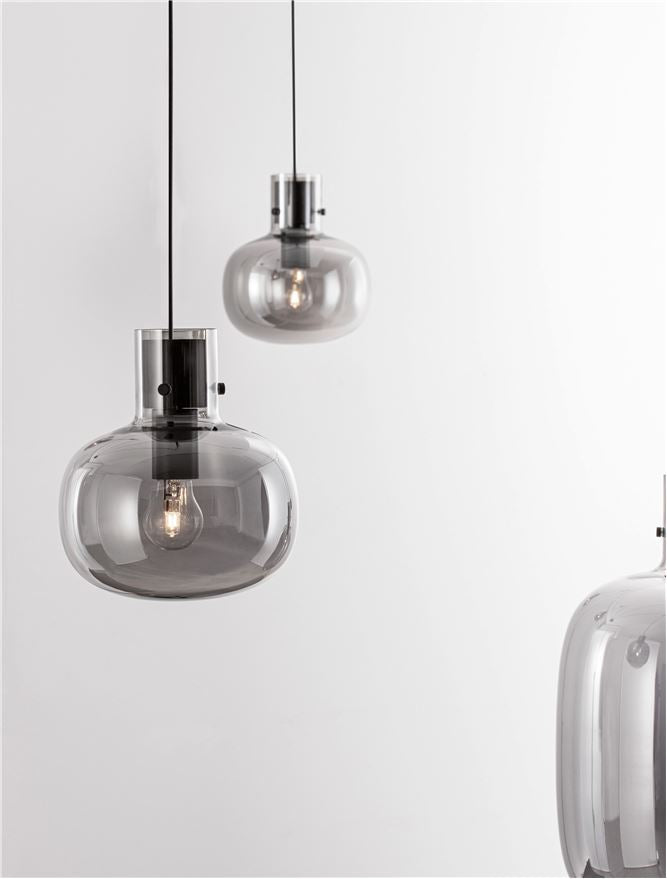 CIN Smoked Glass & Black Metal 4 Lamp Decentralised Multi Pendant - ID 11810