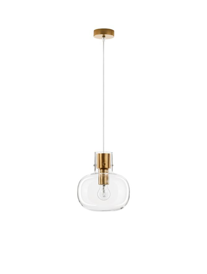 CIN Clear Glass & Brass Gold Metal Single Pendant - ID 11800