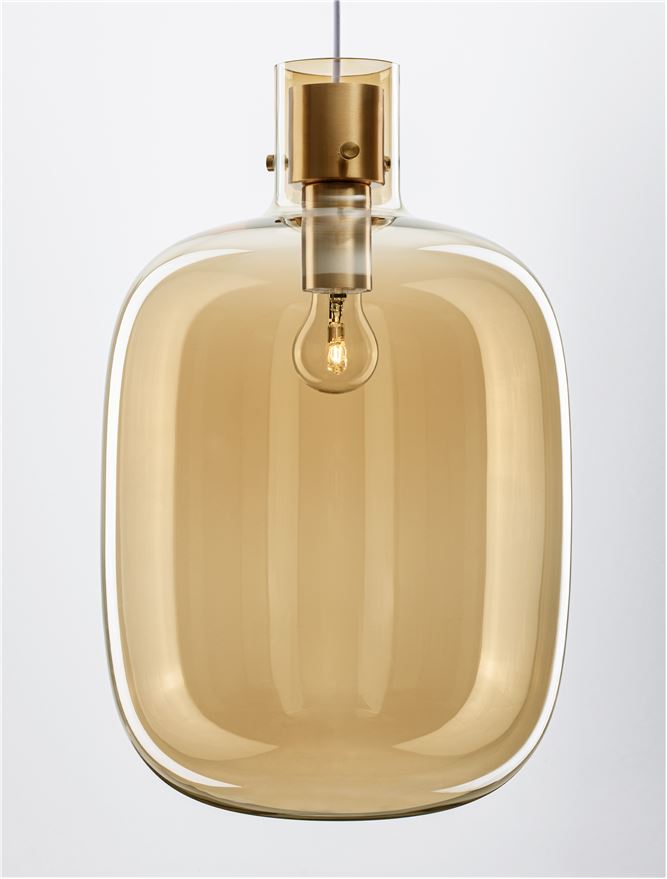 CIN Champagne Glass & Brass Gold Metal Large Single Pendant - ID 11811