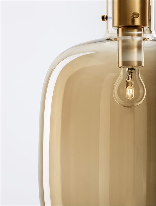 CIN Champagne Glass & Brass Gold Metal Large Single Pendant - ID 11811