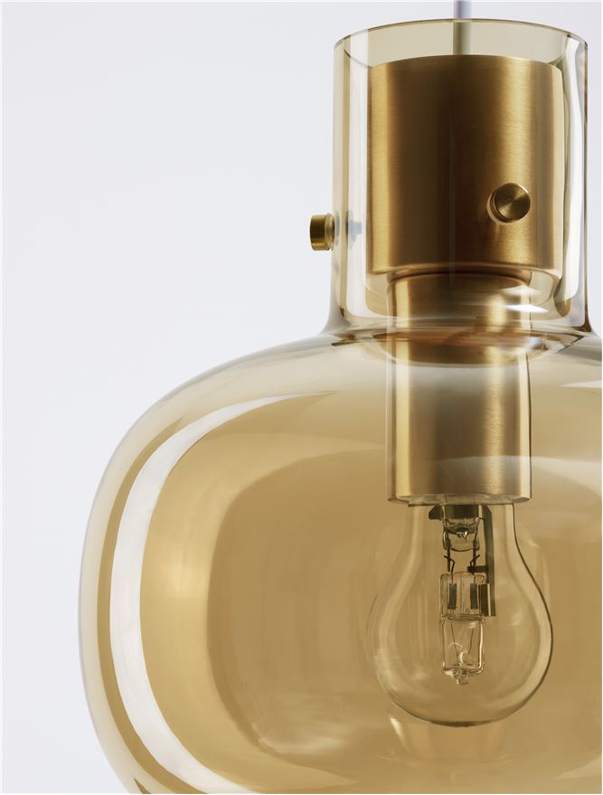 CIN Champagne Glass & Brass Gold Metal Single Pendant - ID 11812
