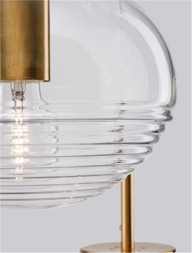 MAE Clear Glass, White Suspension & Brass Gold Metal 3 Lamp Multi Pendant - ID 11863