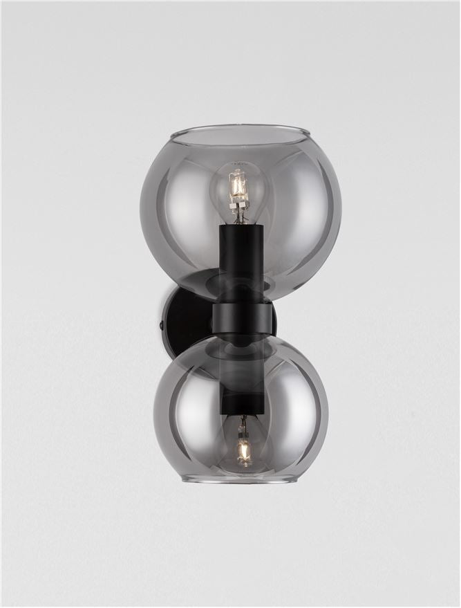 PAL Smoked Glass & Black Metal Twin Wall Light - ID 11836