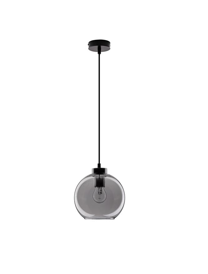 PAL Smoked Glass & Black Metal Single Pendant - ID 11833