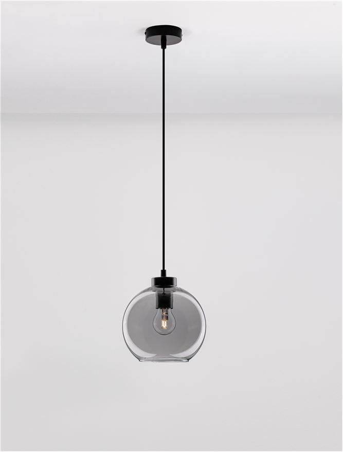 PAL Smoked Glass & Black Metal Single Pendant - ID 11833
