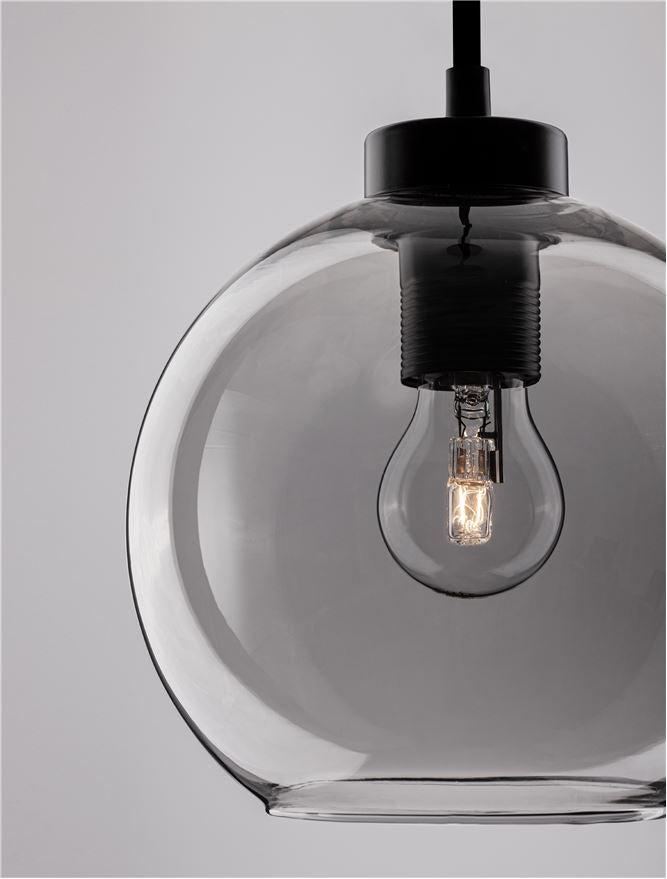 PAL Smoked Glass & Black Metal Single Pendant - ID 11833