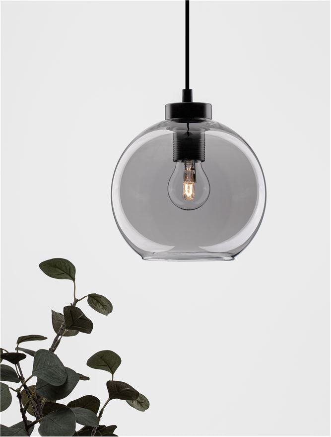 PAL Smoked Glass & Black Metal Single Pendant - ID 11833