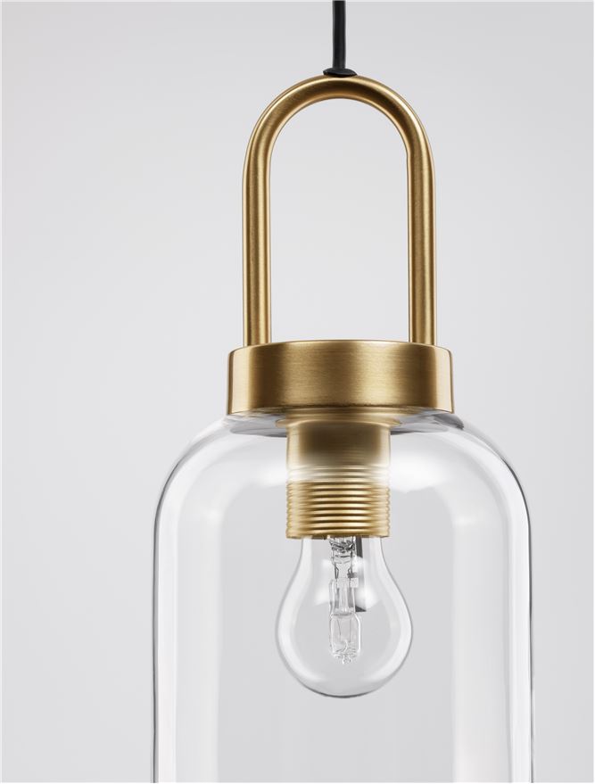 IRV Clear Glass & Brass Gold Metal Single Long Pendant - ID 11851