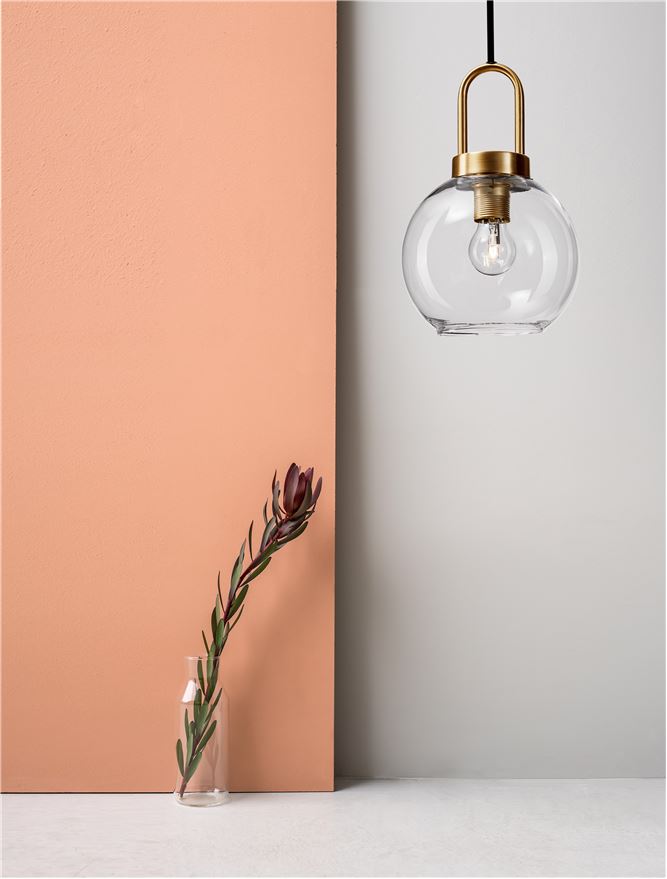 IRV Clear Glass & Brass Gold Metal Single Pendant - ID 11850