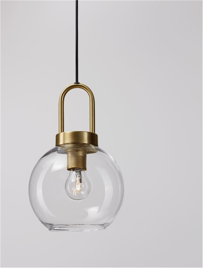IRV Clear Glass & Brass Gold Metal Single Pendant - ID 11850