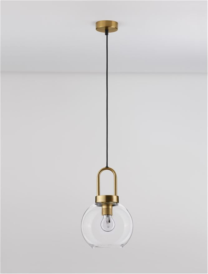 IRV Clear Glass & Brass Gold Metal Single Pendant - ID 11850