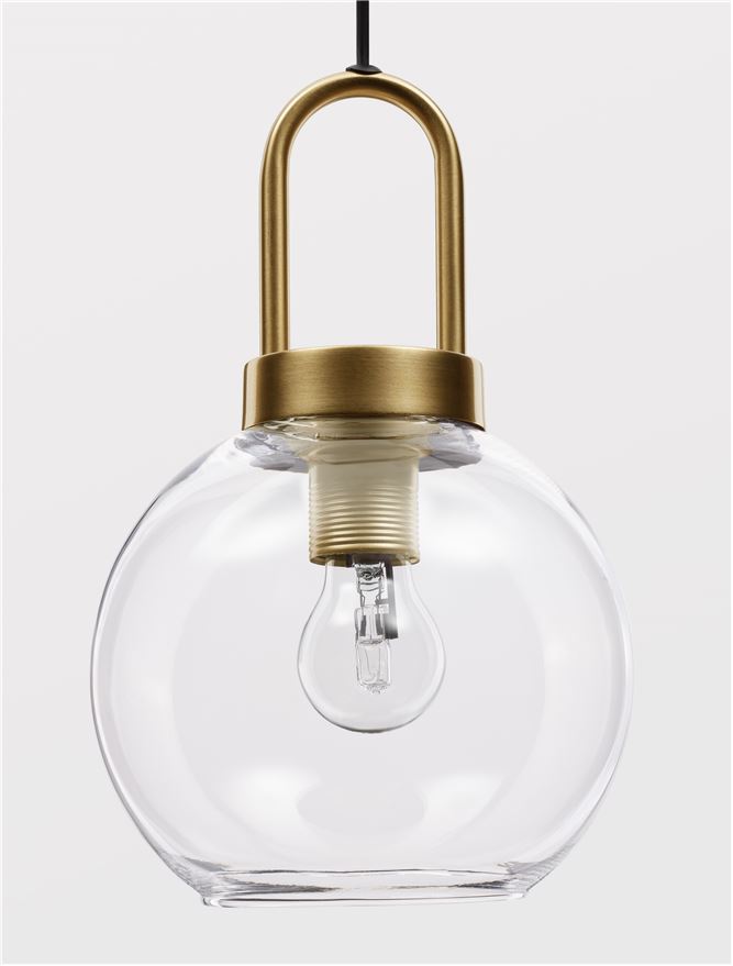 IRV Clear Glass & Brass Gold Metal Single Pendant - ID 11850