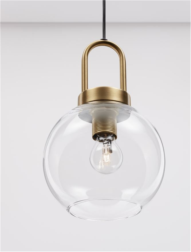 IRV Clear Glass & Brass Gold Metal Single Pendant - ID 11850