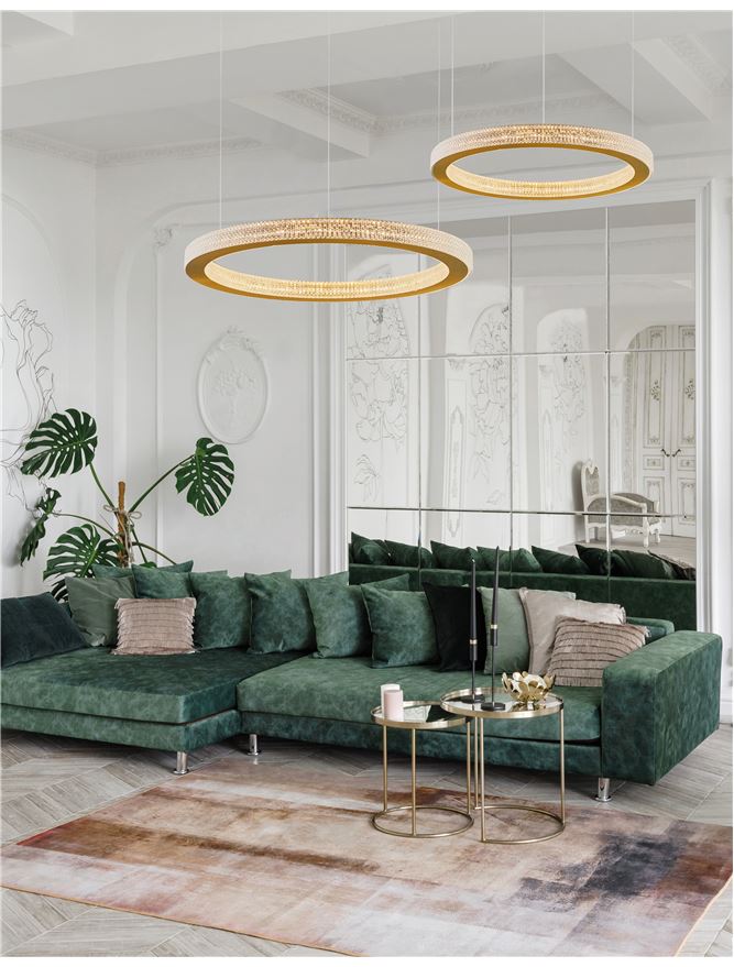 FIO Dimmable Gold & Acrylic Single Ring Pendant Medium - ID 10070