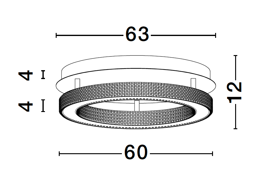 FIO Dimmable Gold & Acrylic Single Ring Flush Ceiling Light Medium - ID 10073