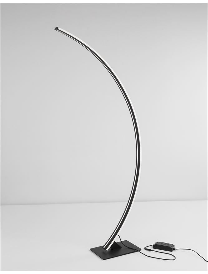 BRET Sandy Black Aluminium & Acrylic Edged Arched Floor Light - ID 10435