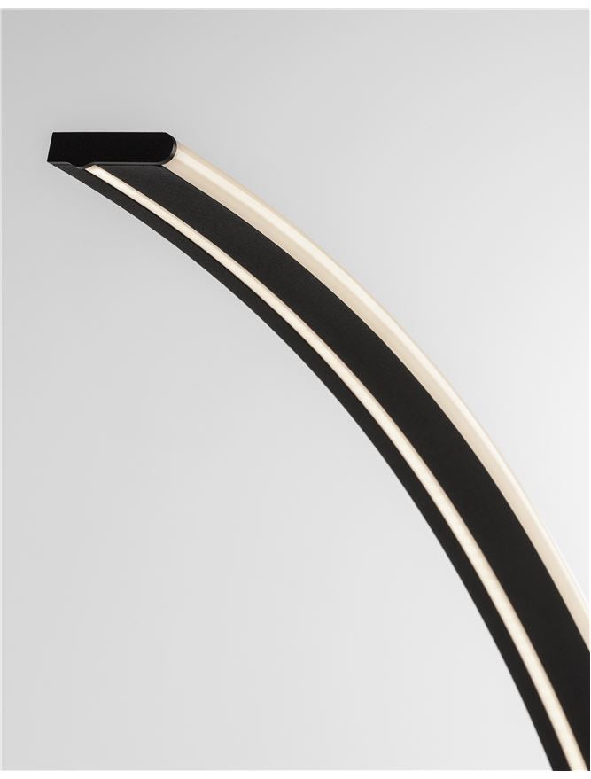 BRET Sandy Black Aluminium & Acrylic Edged Arched Floor Light - ID 10435