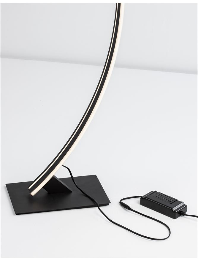 BRET Sandy Black Aluminium & Acrylic Edged Arched Floor Light - ID 10435