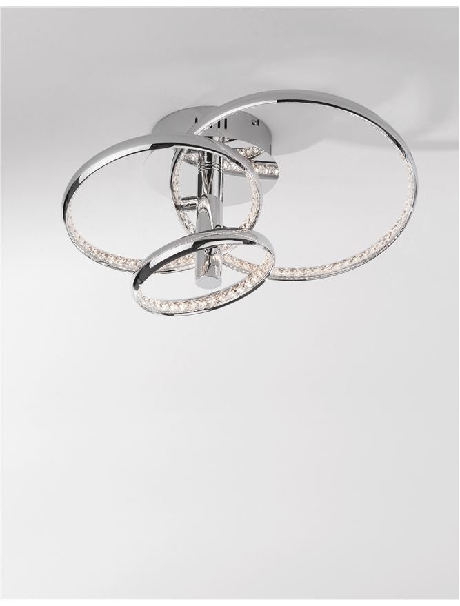 NET Chrome Aluminium & Crystal Three Ring Dimmable Semi-Flush Ceiling Light - ID 10472