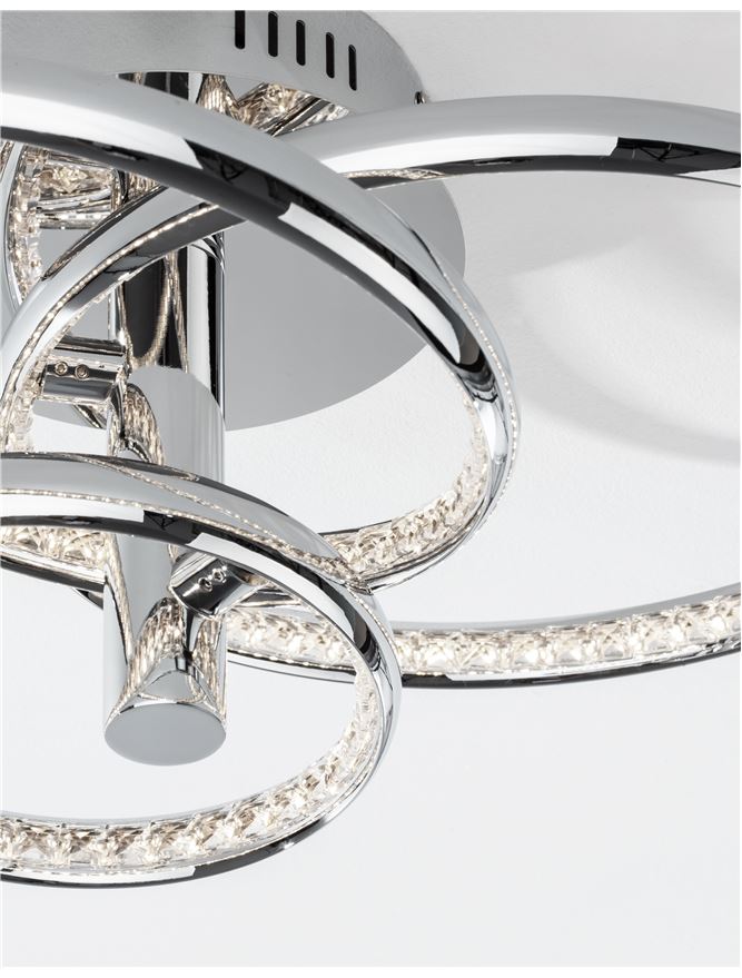 NET Chrome Aluminium & Crystal Three Ring Dimmable Semi-Flush Ceiling Light - ID 10472