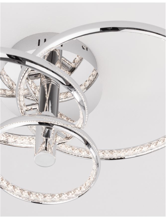 NET Chrome Aluminium & Crystal Three Ring Dimmable Semi-Flush Ceiling Light - ID 10472