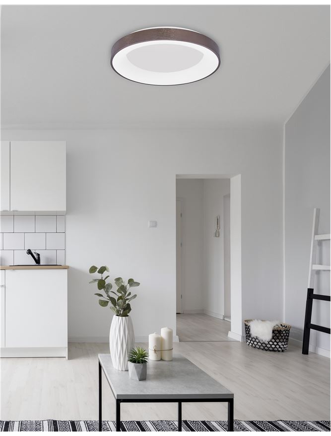 RAN Brushed Coffee Aluminium & Acrylic Dimmable Warm Light Ring Flush Large - ID 10619