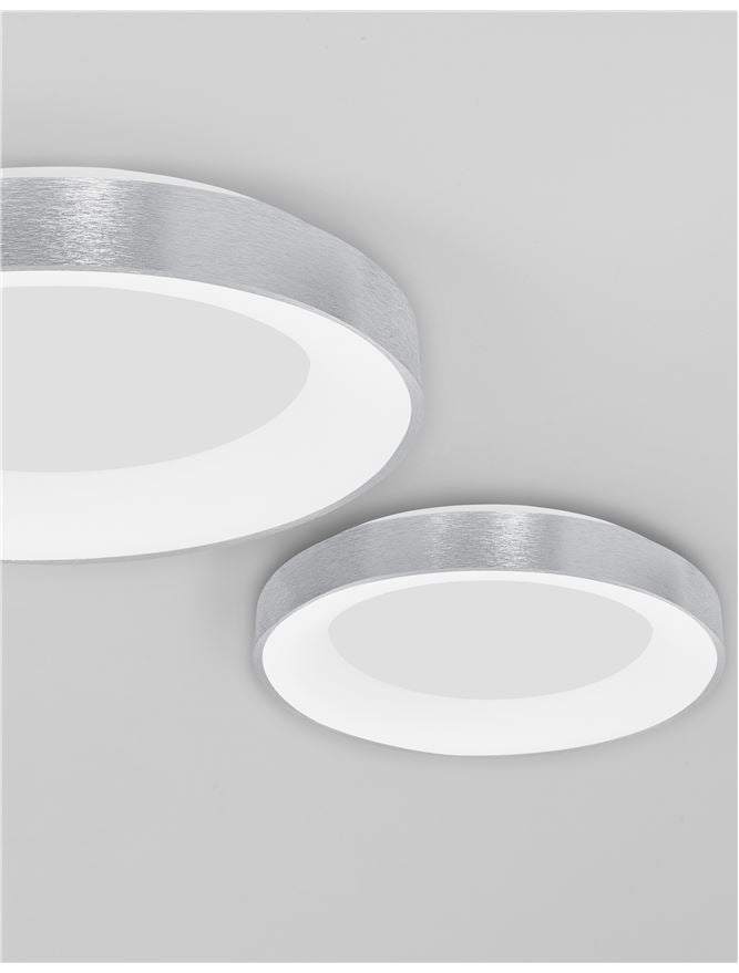 RAN Brushed Silver Aluminium & Acrylic Dimmable Warm Light Ring Flush Large - ID 10618