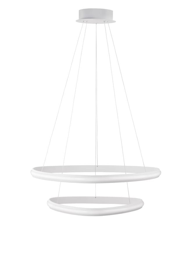 ARI Dimmable Sandy White Aluminium & Acrylic Double Ring Pendant - ID 10223