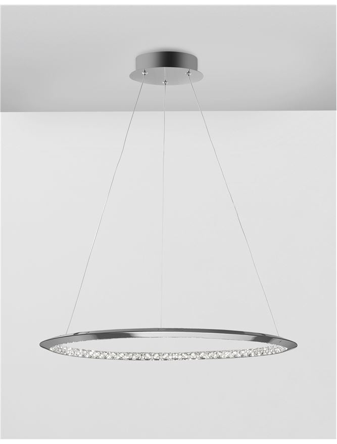 NET Chrome Aluminium & Crystal Adjustable Single Ring Dimmable Pendant Small - ID 10471