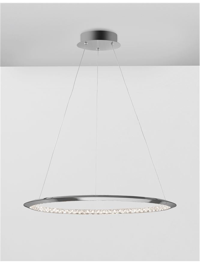 NET Chrome Aluminium & Crystal Adjustable Single Ring Dimmable Pendant Small - ID 10471