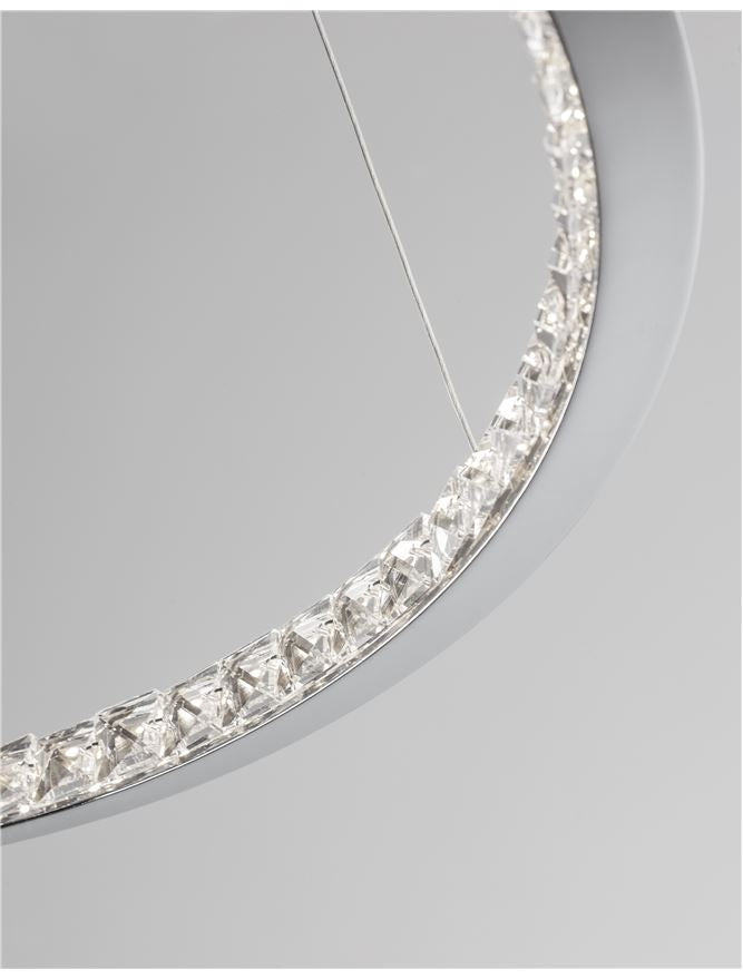 NET Chrome Aluminium & Crystal Adjustable Single Ring Dimmable Pendant Small - ID 10471