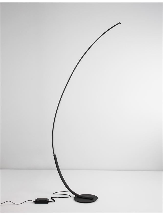 PREM Sandy Black Aluminium & Acrylic Arched Floor Light - ID 10437
