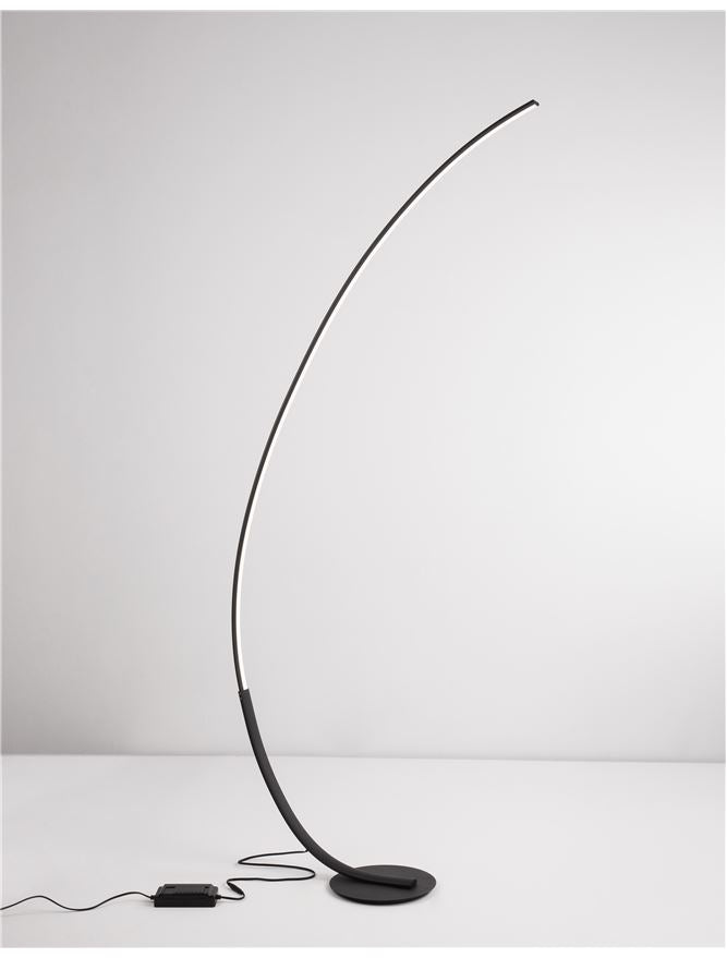 PREM Sandy Black Aluminium & Acrylic Arched Floor Light - ID 10437