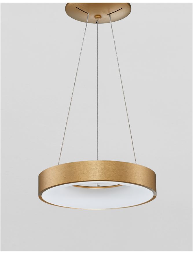 RAN Brushed Gold Aluminium & Acrylic Dimmable Warm Light Ring Pendant Small - ID 10424