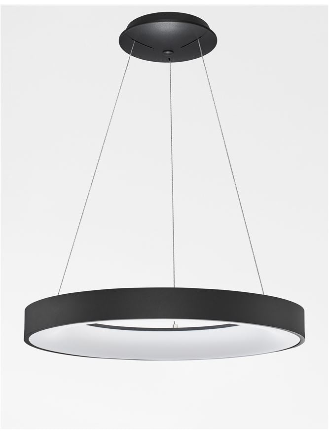 RAN Sandy Black Aluminium & Acrylic Dimmable Warm Light Ring Pendant Large - ID 10415