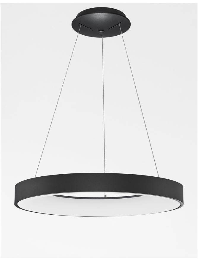 RAN Sandy Black Aluminium & Acrylic Dimmable Warm Light Ring Pendant Large - ID 10415