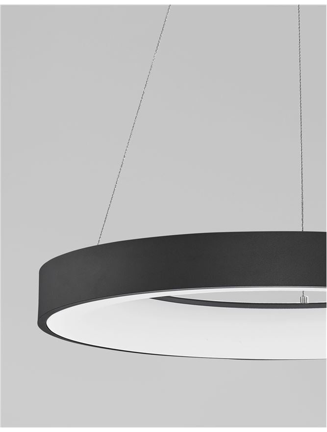 RAN Sandy Black Aluminium & Acrylic Dimmable Warm Light Ring Pendant Large - ID 10415