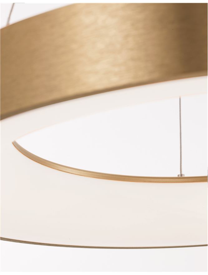 RAN Brushed Gold Aluminium & Acrylic Dimmable Warm Light Ring Pendant Large - ID 10419