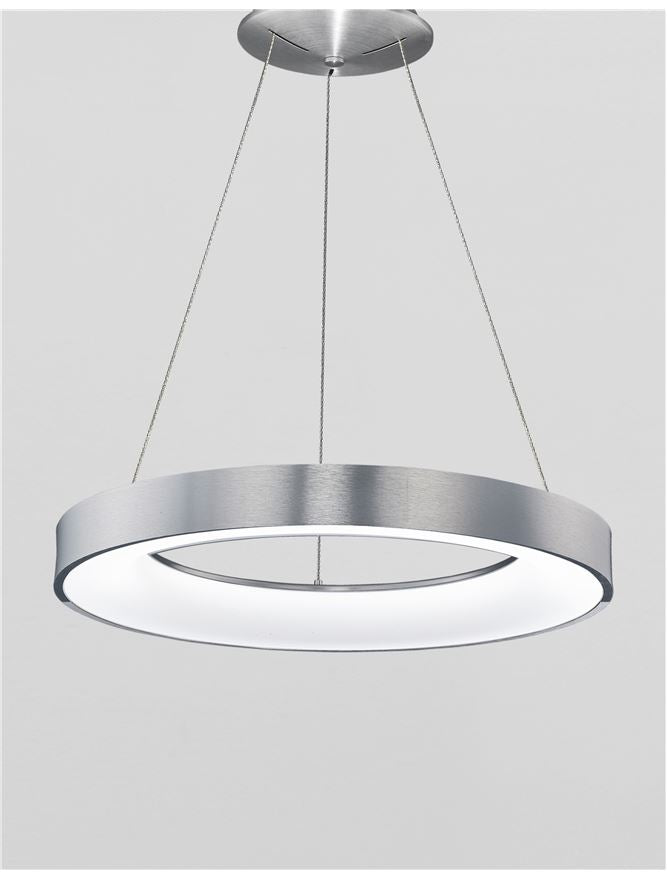 RAN Brushed Silver Aluminium & Acrylic Dimmable Warm Light Ring Pendant Large - ID 10421