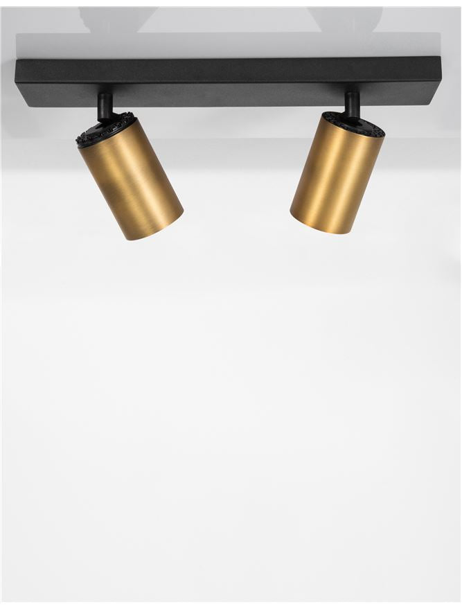 NL Black & Satin Gold Double GU10 spotlight - ID 10670