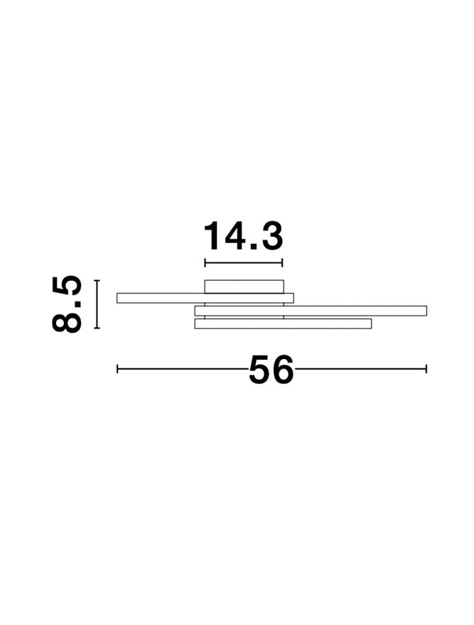 BIL Golden Leaf Aluminium & Acrylic Right Angle Medium Ceiling Light - ID 10574