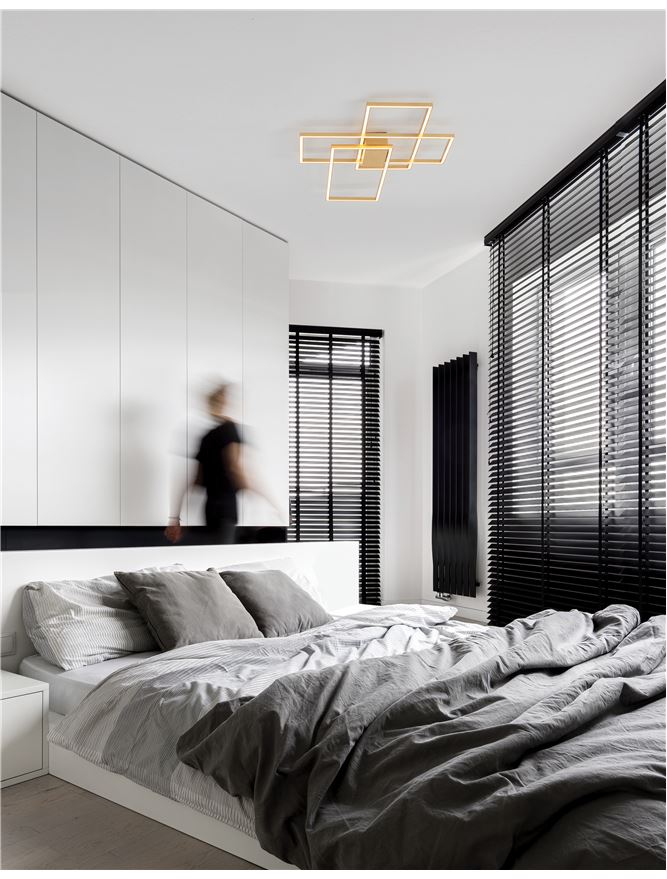 BIL Golden Leaf Aluminium & Acrylic Right Angle Large Ceiling Light - ID 10575