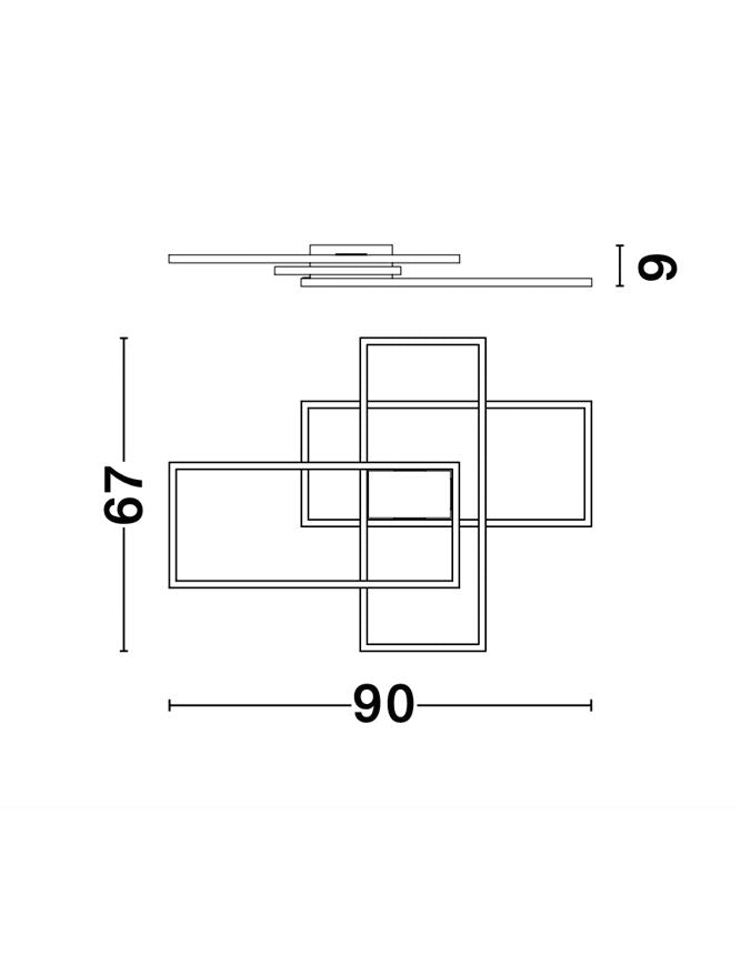 BIL Golden Leaf Aluminium & Acrylic Right Angle Large Ceiling Light - ID 10575