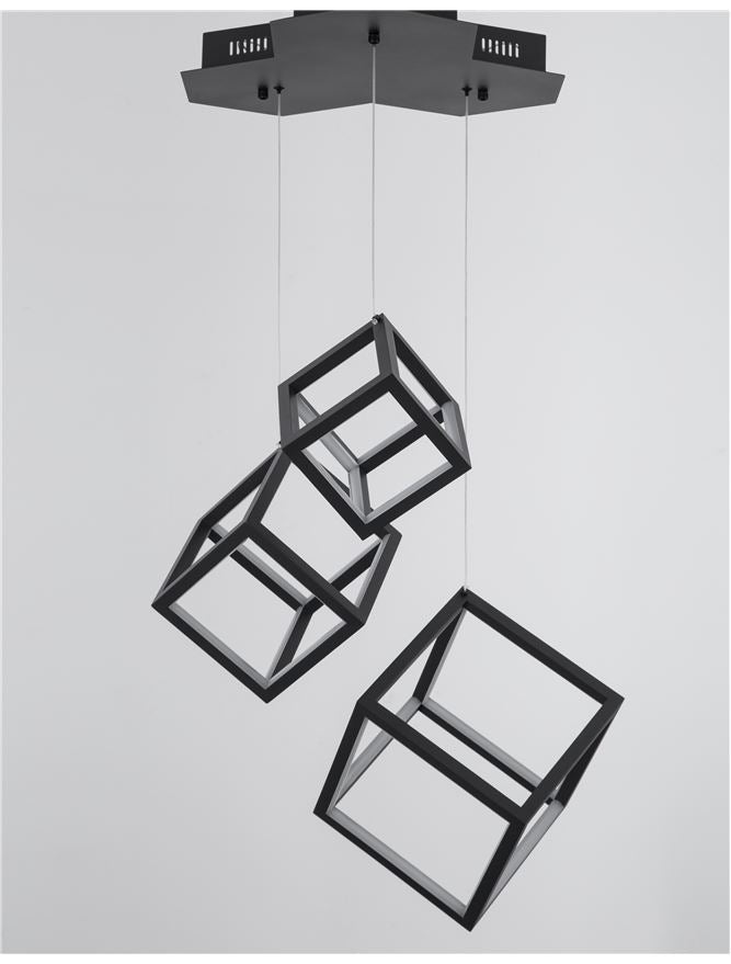 GAB Sandy Black Aluminium & Silicone Cube Multiple Drop Pendant - ID 10186
