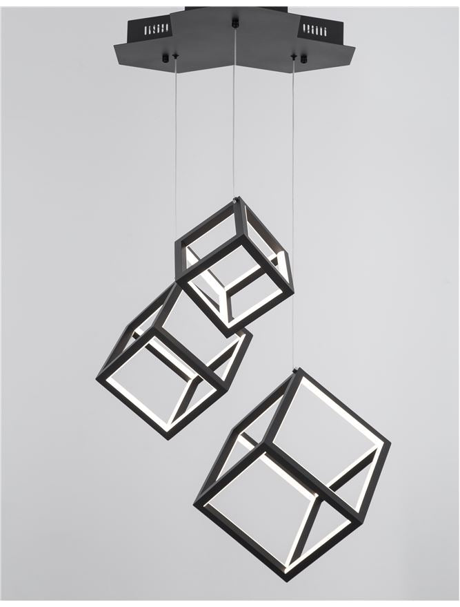 GAB Sandy Black Aluminium & Silicone Cube Multiple Drop Pendant - ID 10186