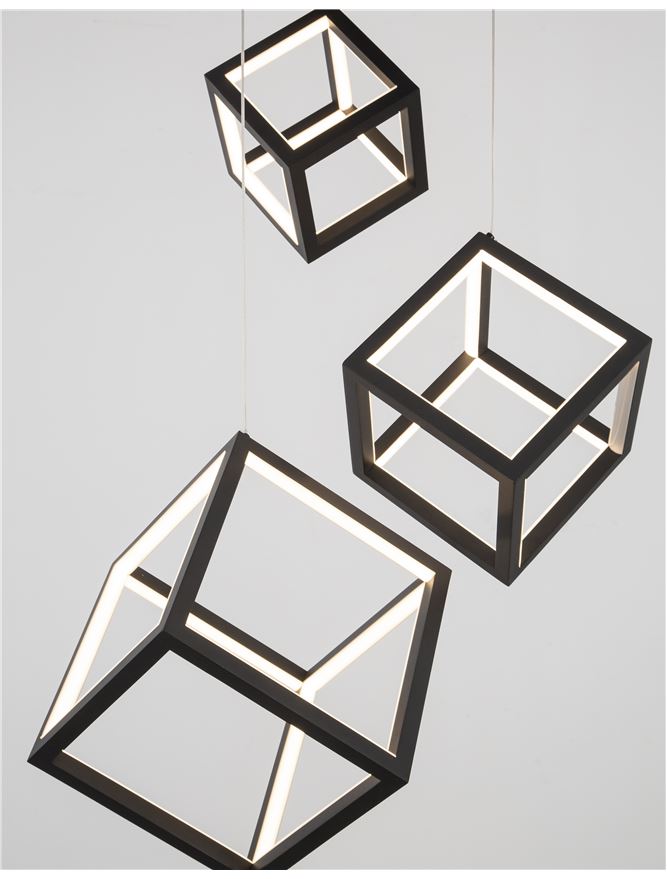 GAB Sandy Black Aluminium & Silicone Cube Multiple Drop Pendant - ID 10186