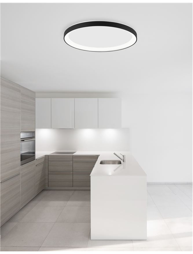 PER Dimmable Sandy Black Aluminium & Acrylic Thin 38cm Ring Flush Small - ID 10605