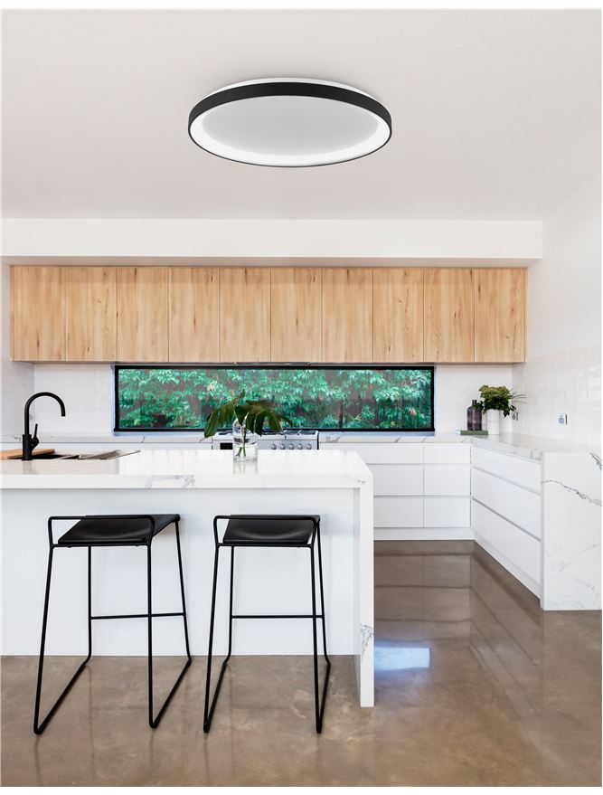 PER Dimmable Sandy Black Aluminium & Acrylic Thin 58cm Ring Flush Medium - ID 10607
